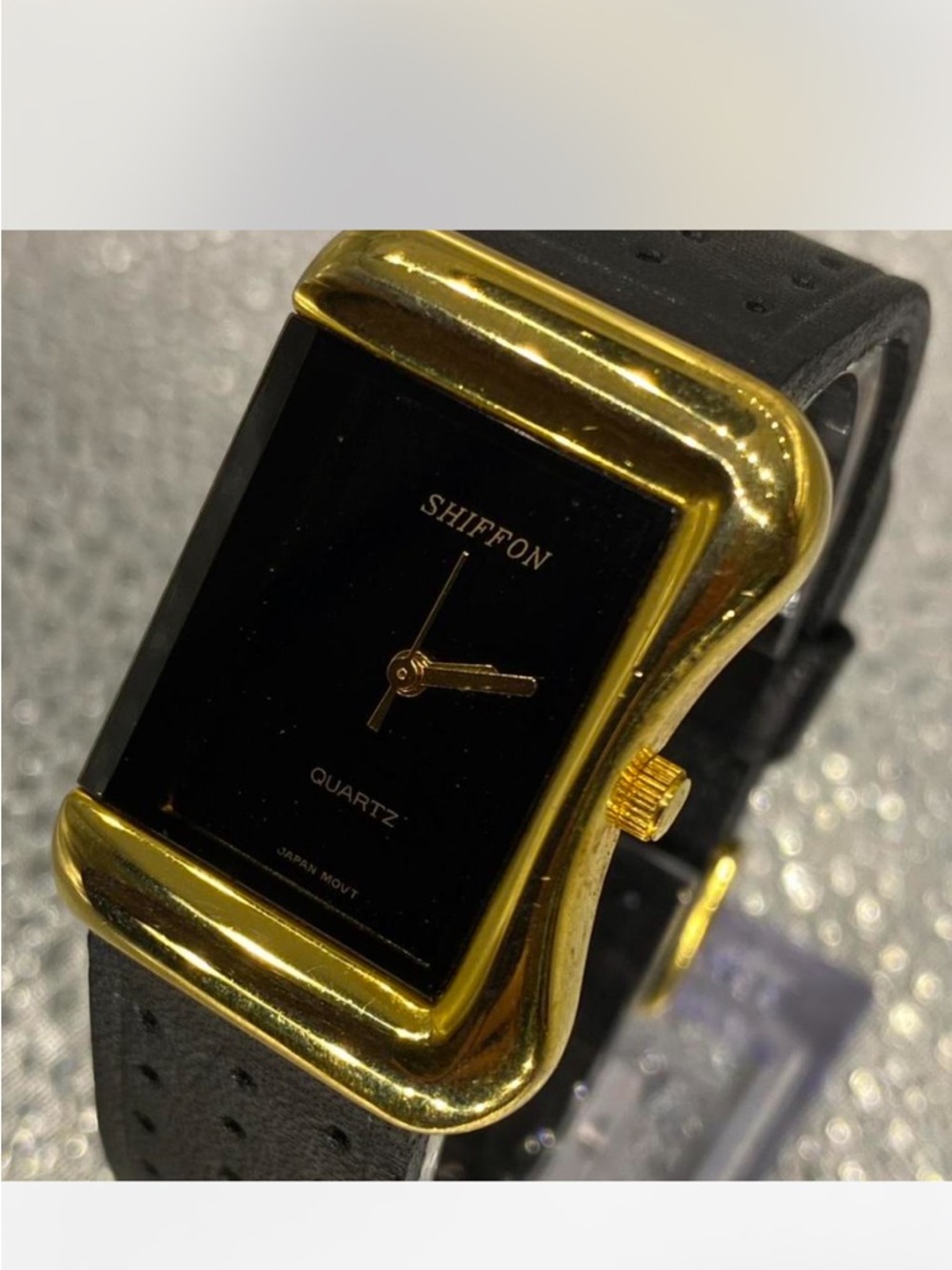 *** Shiffon ^^^  Midnight Black ^*^  Quartz Rectangular Watch  ***
